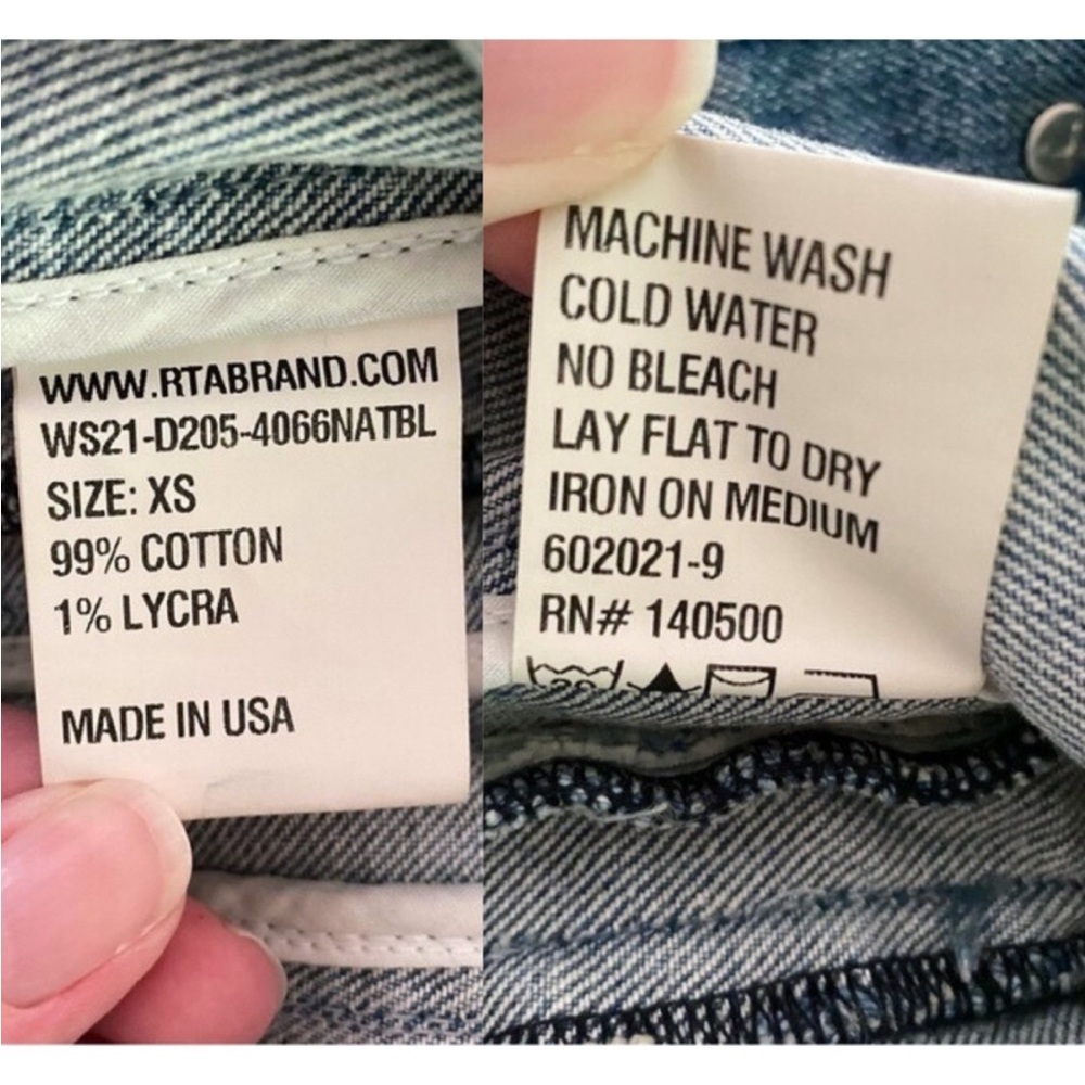 (135) NEW RtA Rebecca One Shoulder Denim Jacket Natural Blue XS - Picture 17 of 17